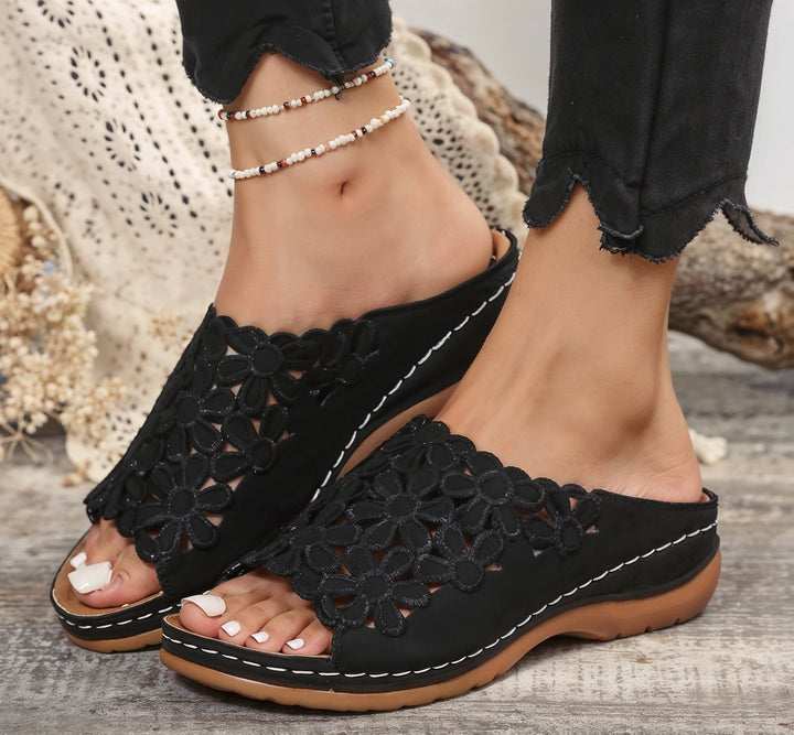 Martha – Claquettes Orthopédiques Extrêmement Confortables avec Motif Floral