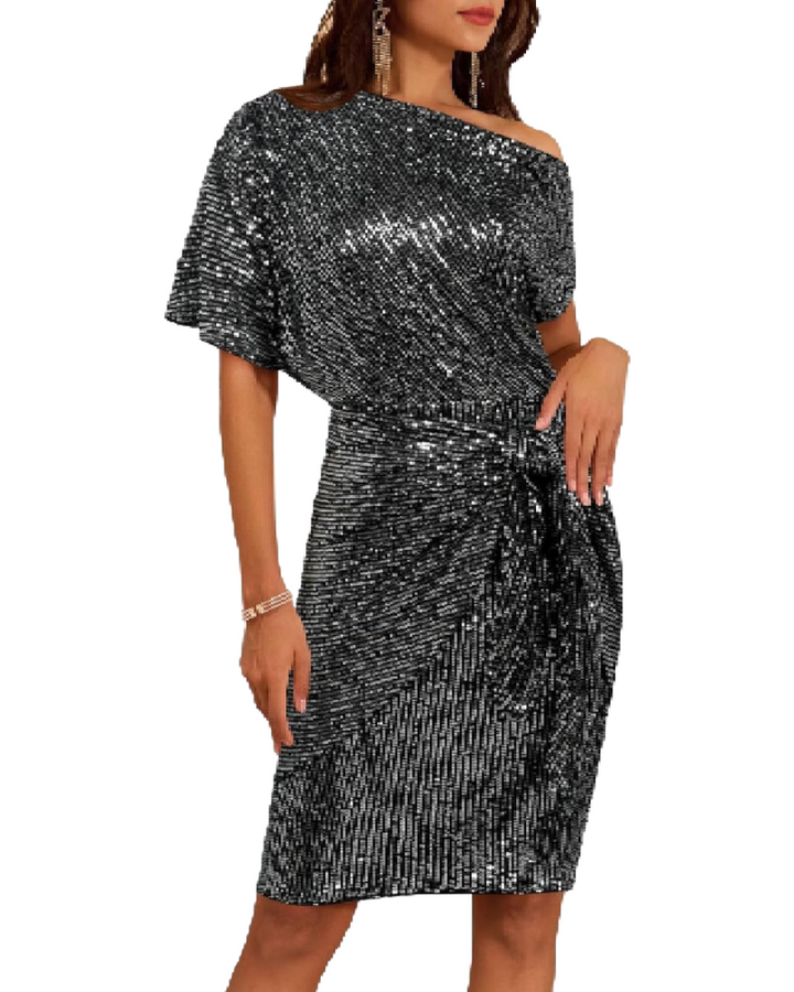 Klaudia | Robe à Une Épaule avec Paillettes pour Fête