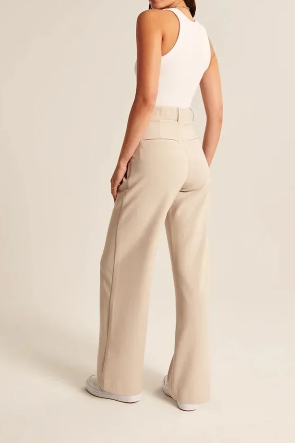 Paulina | Pantalon à jambes larges et plis – élégance à chaque pas