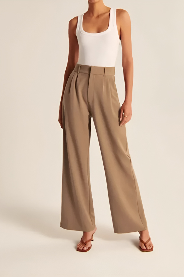 Paulina | Pantalon à jambes larges et plis – élégance à chaque pas