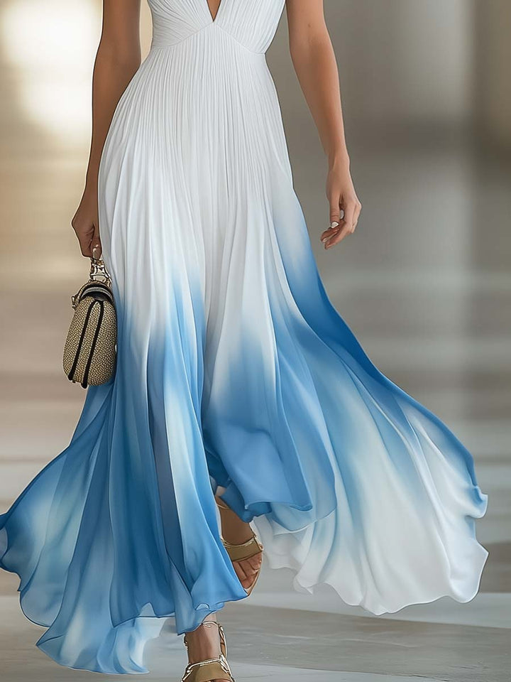 Elena | Robe Maxi Légère en Teintes de Bleu