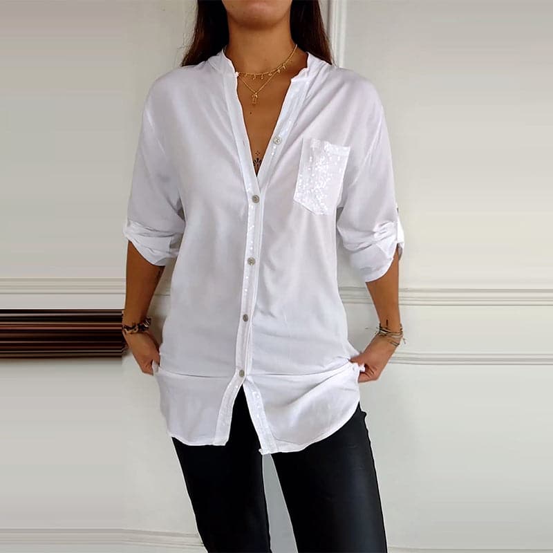 Stefania | Chemise quotidienne avec poche en sequins