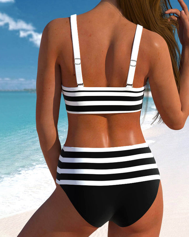 Roksana - Bikini rayé taille haute