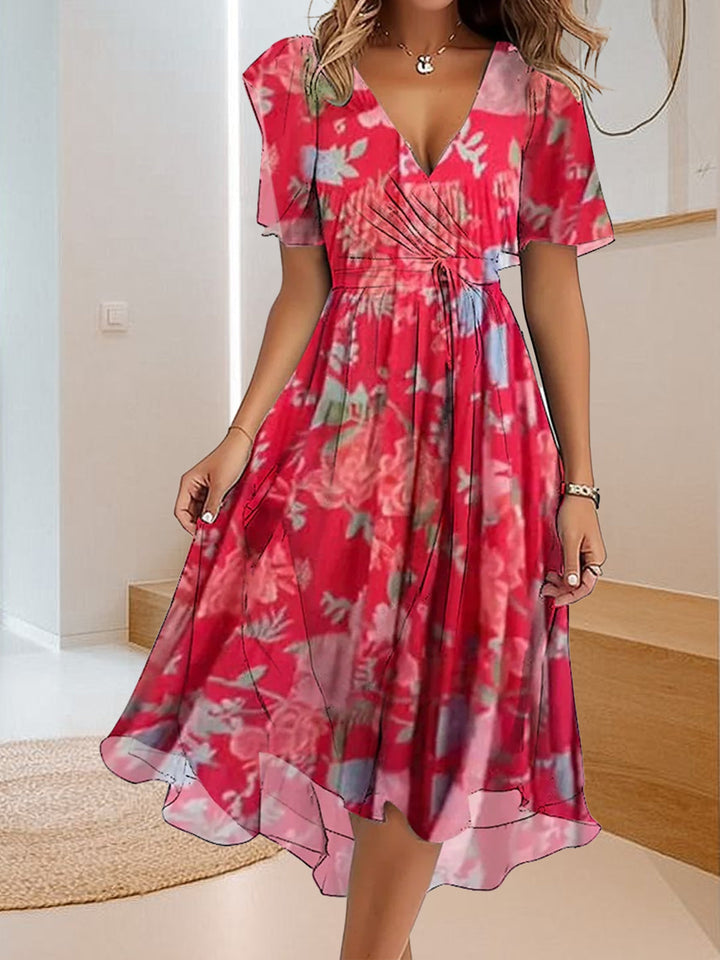Alicja | Robe décontractée avec impression simple et décolleté en V