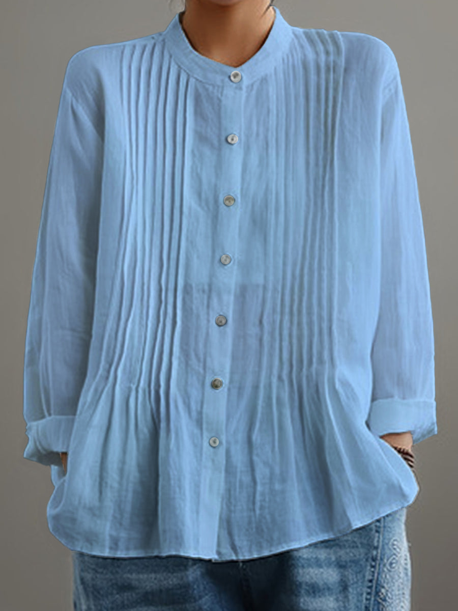 Janina | Chemise casual plissée pour femmes en coton et lin