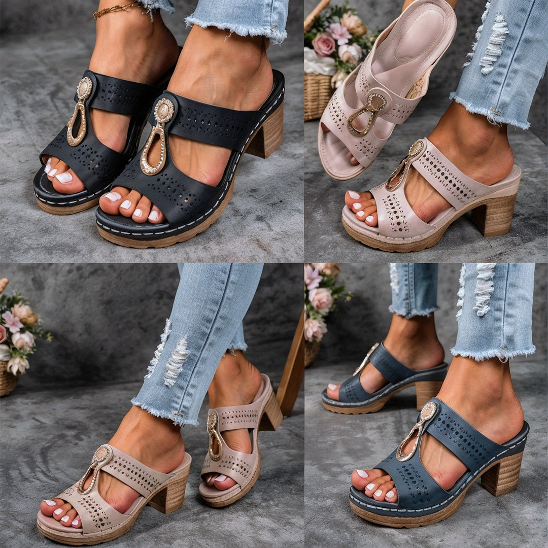 Joan – Sandales Orthopédiques Élégantes avec Talon Décoratif et Confort Maximal
