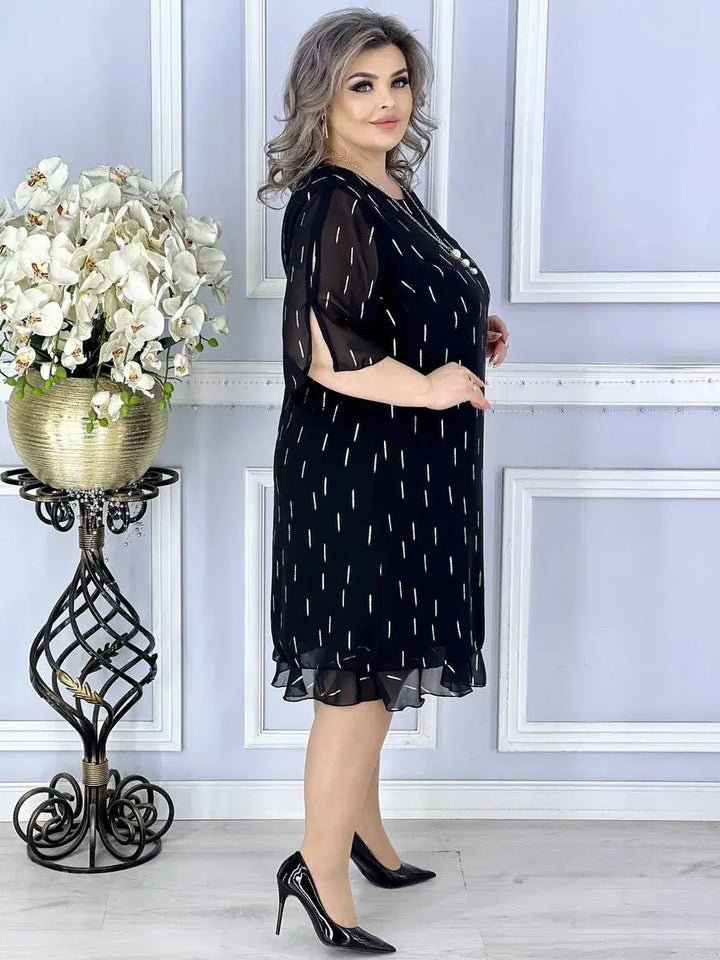 Wioletta | Robe midi en chiffon élégante avec plis