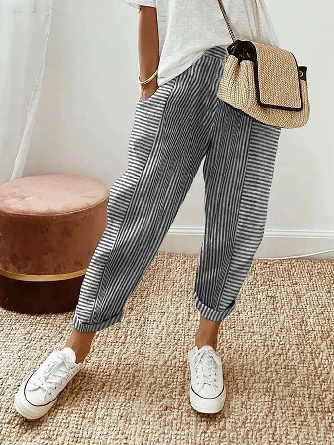 Leokadia | Pantalons d'été rayés pour les jours de détente