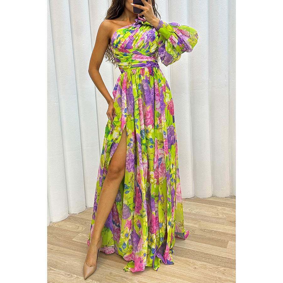 Nina | Robe maxi en chiffon à une épaule