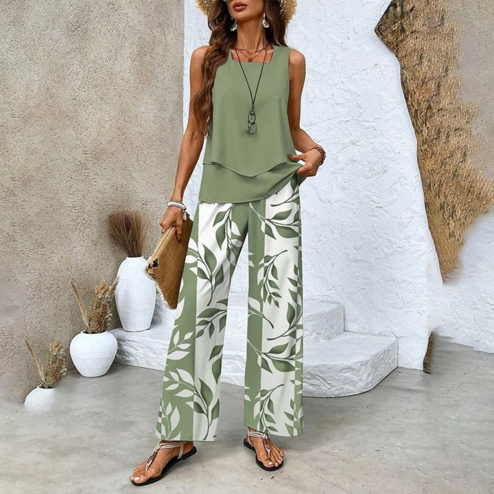 Mira | Ensemble deux pièces : top sans manches et pantalon à jambes larges