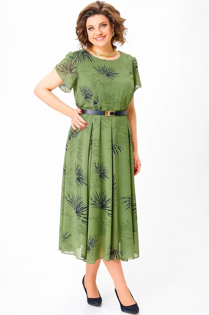 Jolanta | Robe Midi Élégante en Chiffon avec Motif Floral