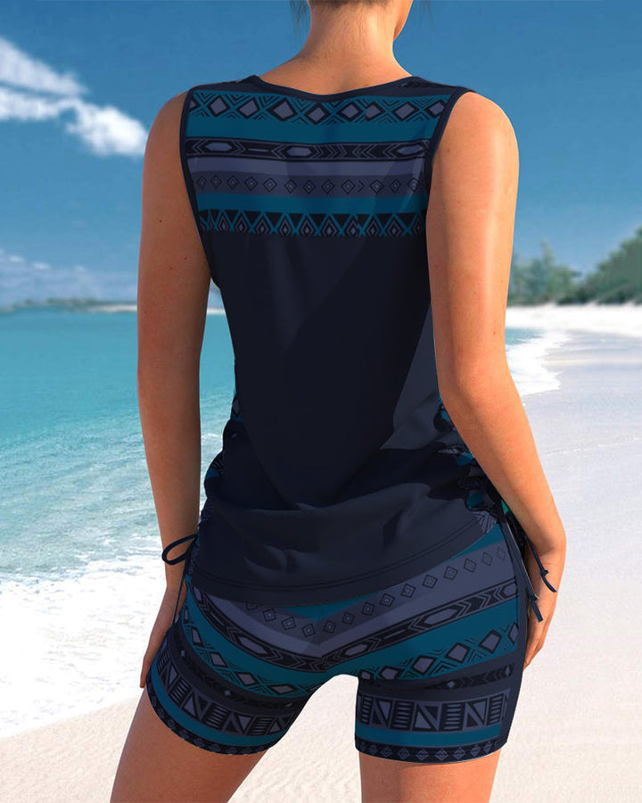 Radosława - Tankini avec imprimé géométrique et décolleté en V
