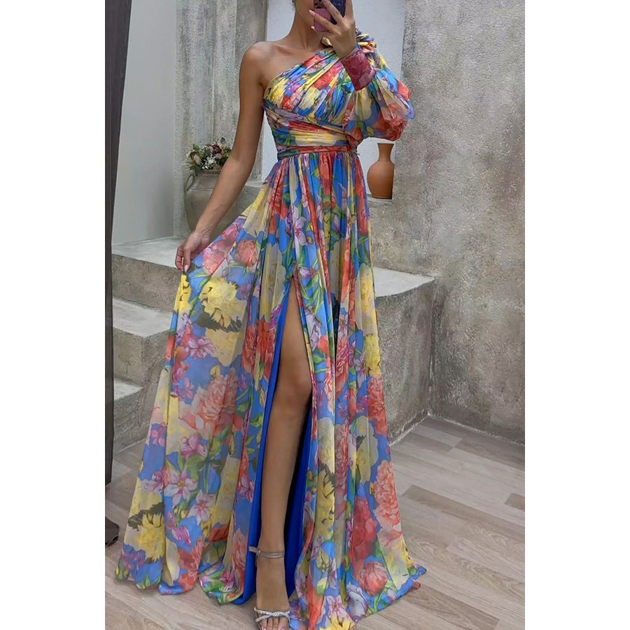 Nina | Robe maxi en chiffon à une épaule
