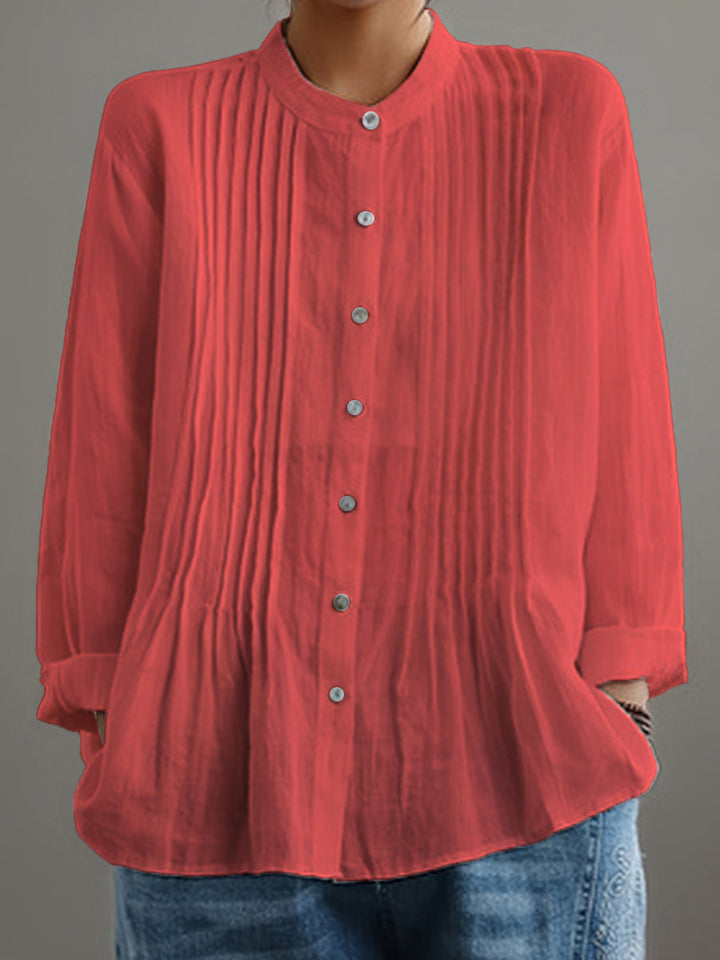 Janina | Chemise casual plissée pour femmes en coton et lin