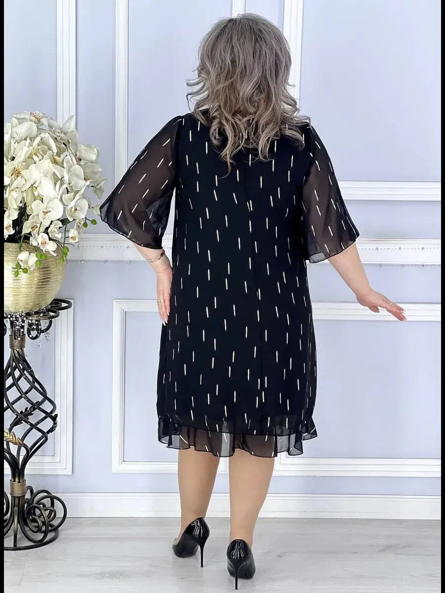 Wioletta | Robe midi en chiffon élégante avec plis