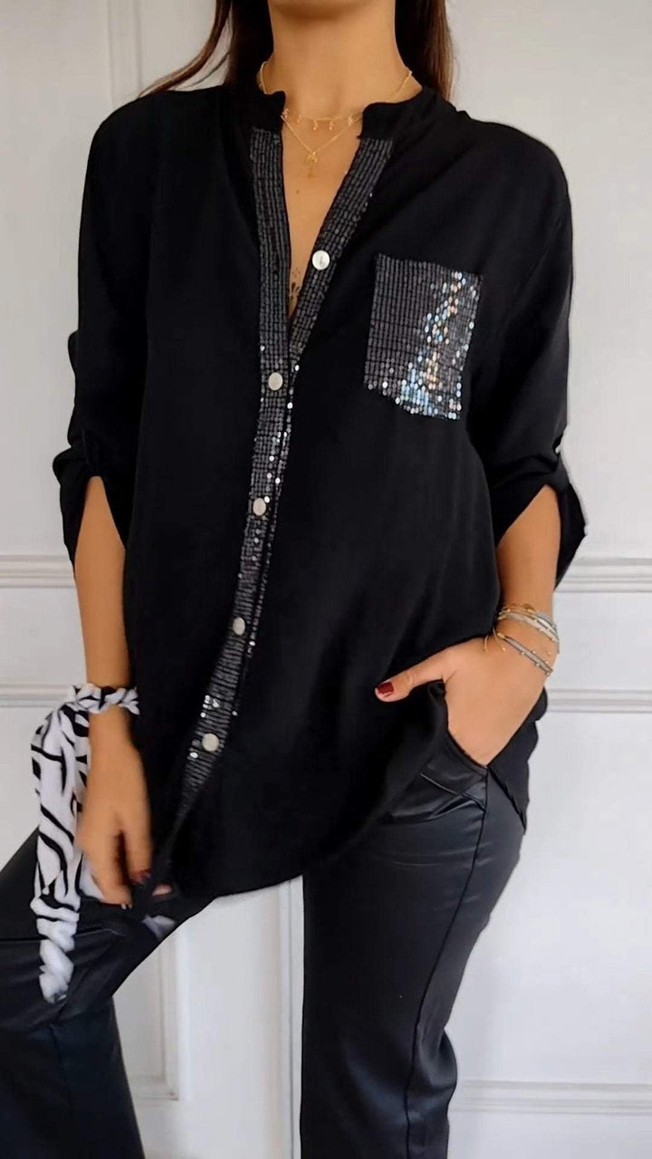 Stefania | Chemise quotidienne avec poche en sequins