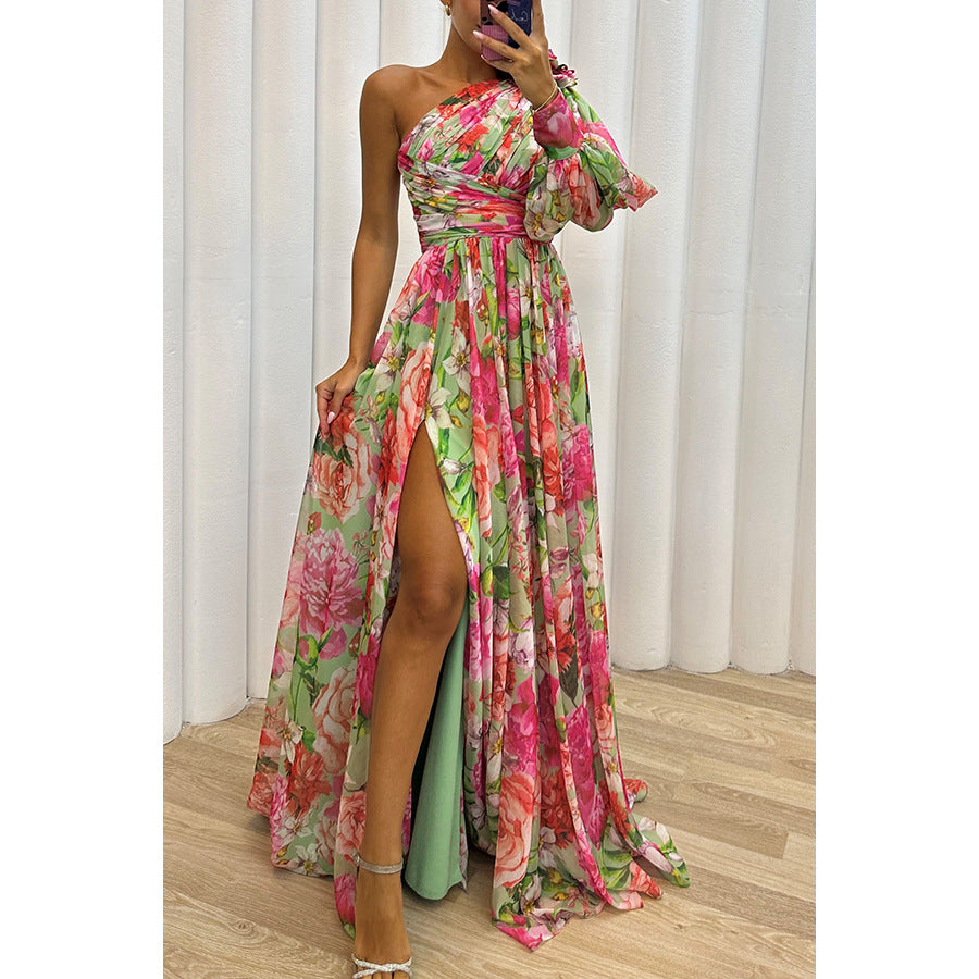 Nina | Robe maxi en chiffon à une épaule