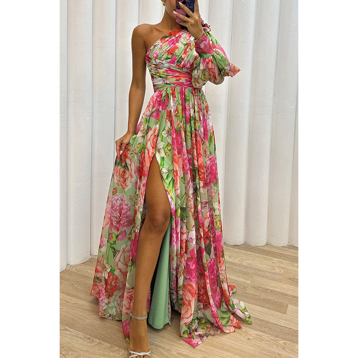 Nina | Robe maxi en chiffon à une épaule
