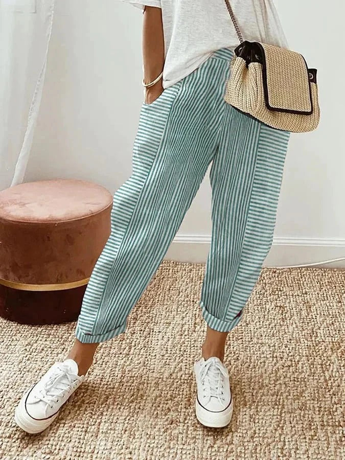 Leokadia | Pantalons d'été rayés pour les jours de détente