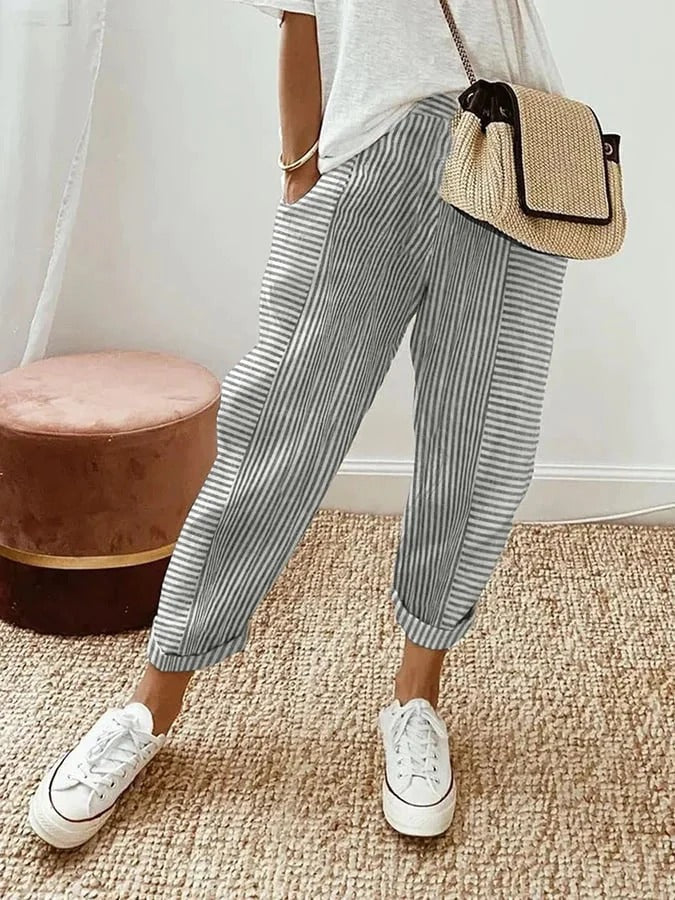 Leokadia | Pantalons d'été rayés pour les jours de détente