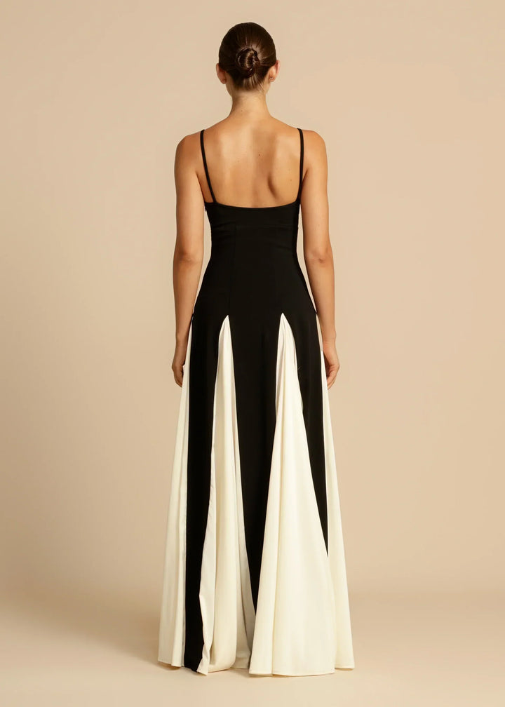 Celina | Robe maxi intemporelle en noir et ivoire