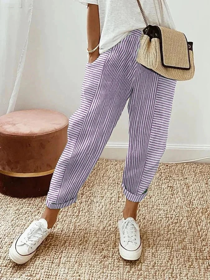 Leokadia | Pantalons d'été rayés pour les jours de détente