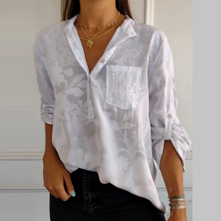 Stefania | Chemise Intemporelle avec Imprimé, Col et Boutons