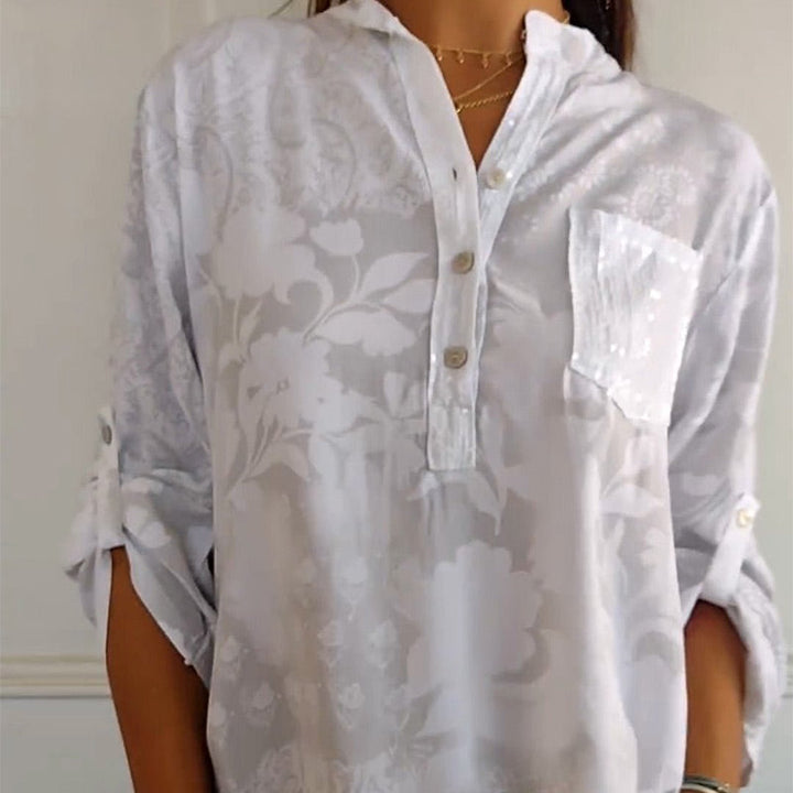 Stefania | Chemise Intemporelle avec Imprimé, Col et Boutons