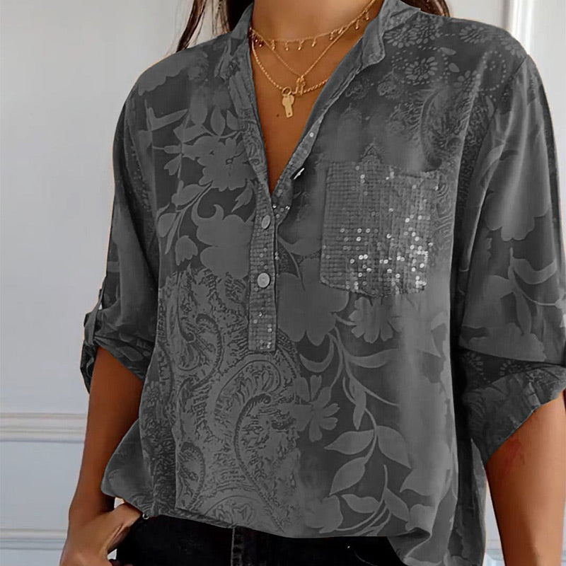 Stefania | Chemise Intemporelle avec Imprimé, Col et Boutons