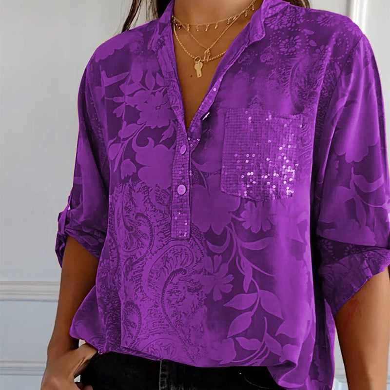 Stefania | Chemise Intemporelle avec Imprimé, Col et Boutons