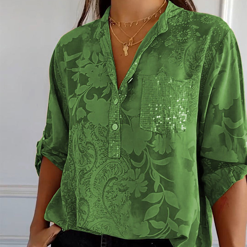 Stefania | Chemise Intemporelle avec Imprimé, Col et Boutons