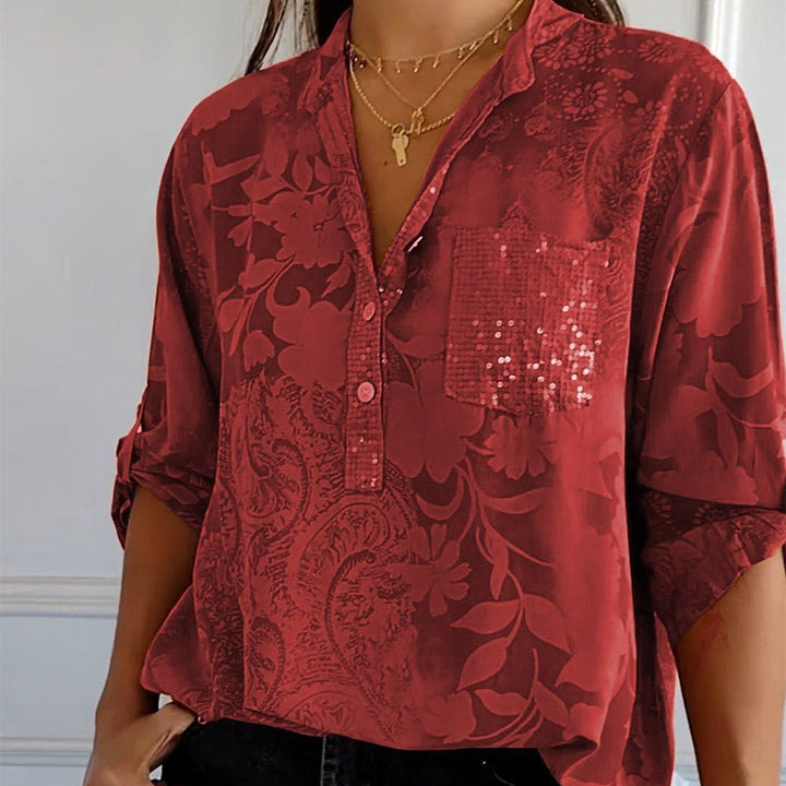 Stefania | Chemise Intemporelle avec Imprimé, Col et Boutons