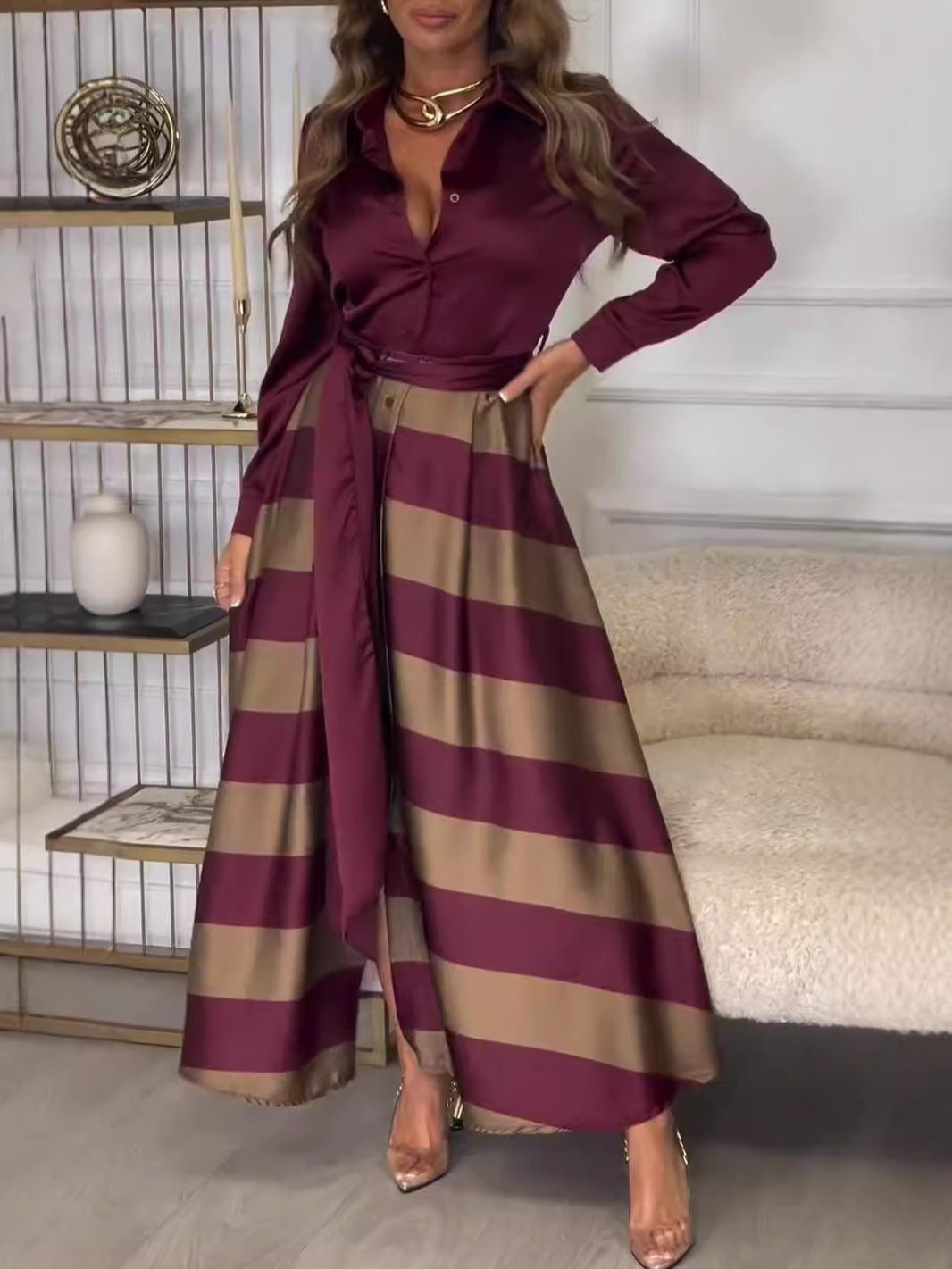 Yvonne | Robe maxi à rayures