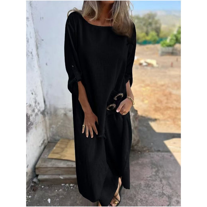 Marta | Ensemble deux pièces pour femmes avec une robe asymétrique et un pantalon décontracté