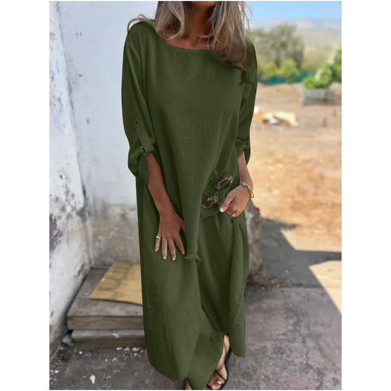 Marta | Ensemble deux pièces pour femmes avec une robe asymétrique et un pantalon décontracté