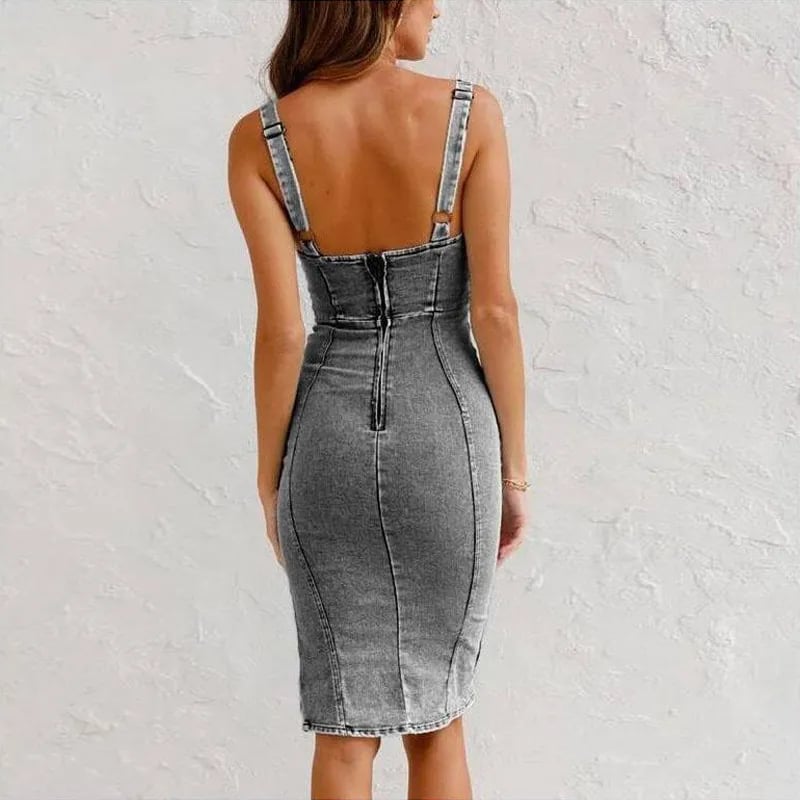 Paulina | Robe en jean avec fermeture éclair