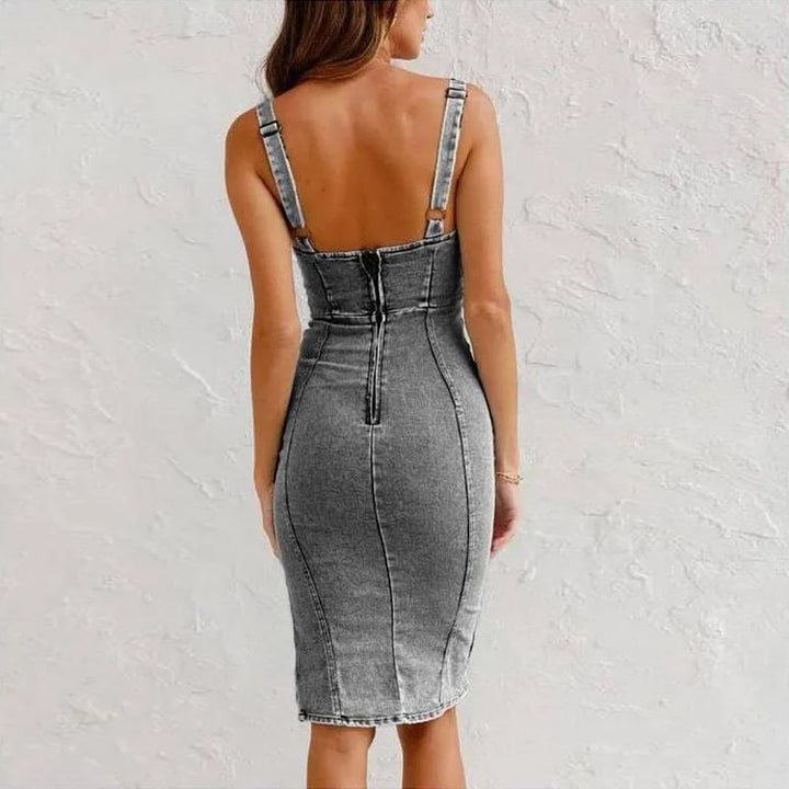 Paulina | Robe en jean avec fermeture éclair
