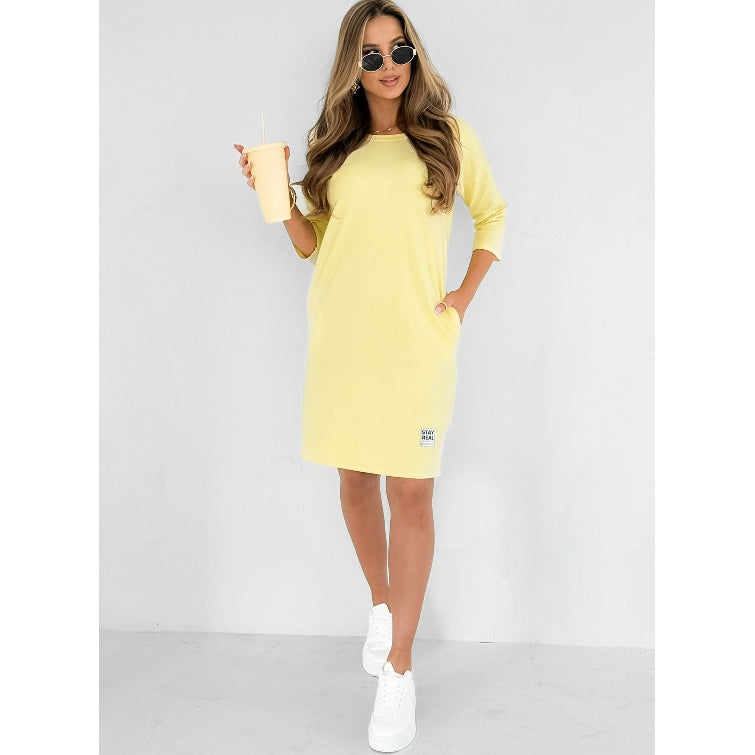 Liwia | Robe midi classique avec décolleté rond et poches