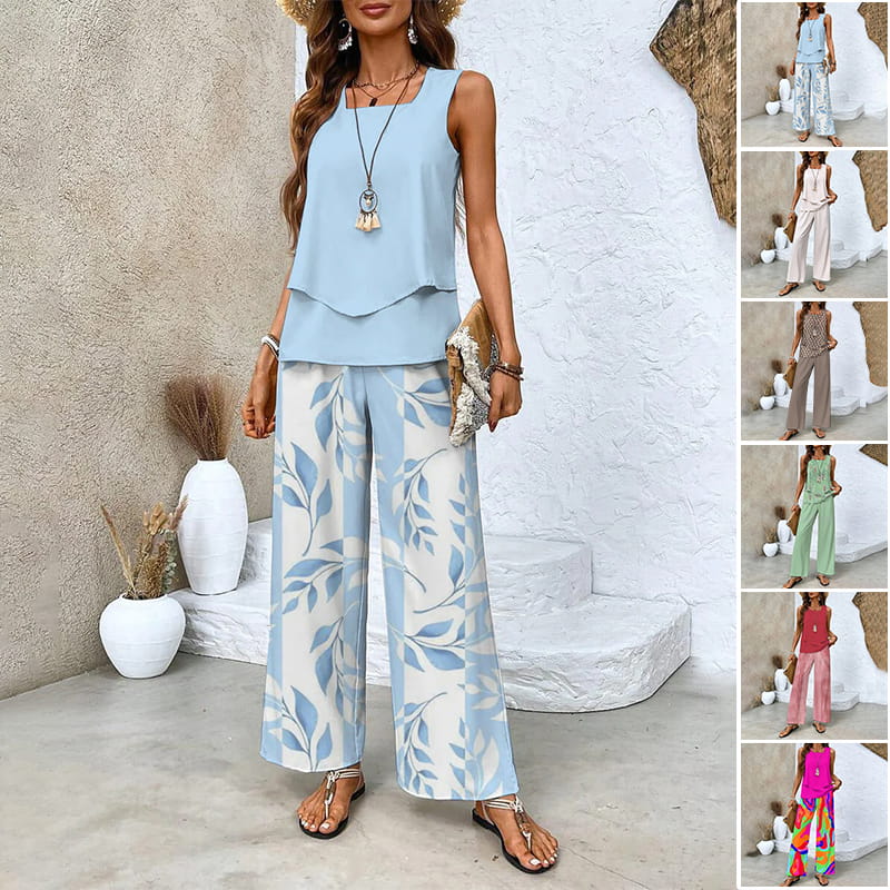 Mira | Ensemble deux pièces : top sans manches et pantalon à jambes larges