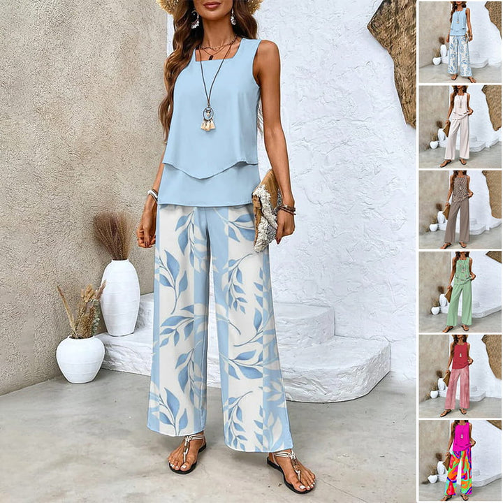Mira | Ensemble deux pièces : top sans manches et pantalon à jambes larges