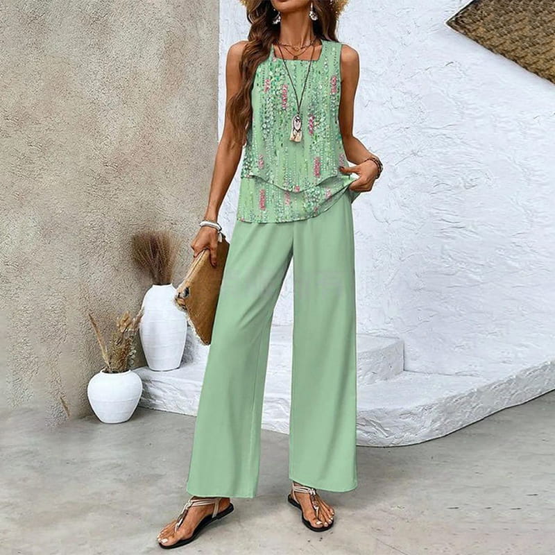 Mira | Ensemble deux pièces : top sans manches et pantalon à jambes larges