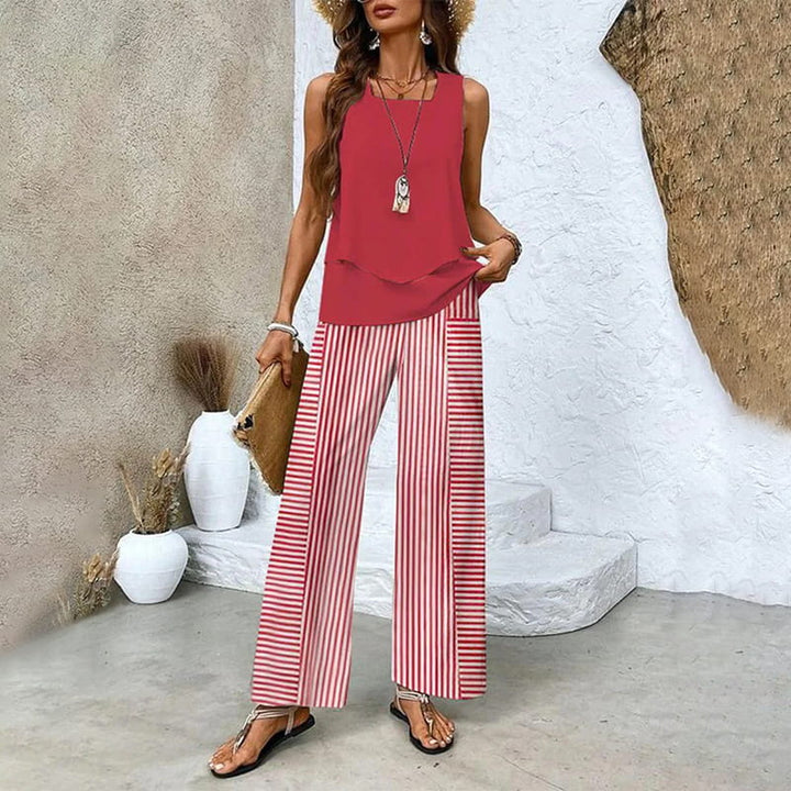 Mira | Ensemble deux pièces : top sans manches et pantalon à jambes larges