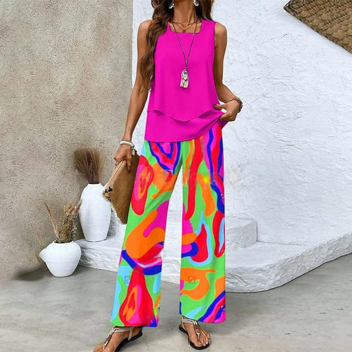 Mira | Ensemble deux pièces : top sans manches et pantalon à jambes larges