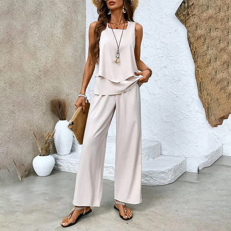 Mira | Ensemble deux pièces : top sans manches et pantalon à jambes larges