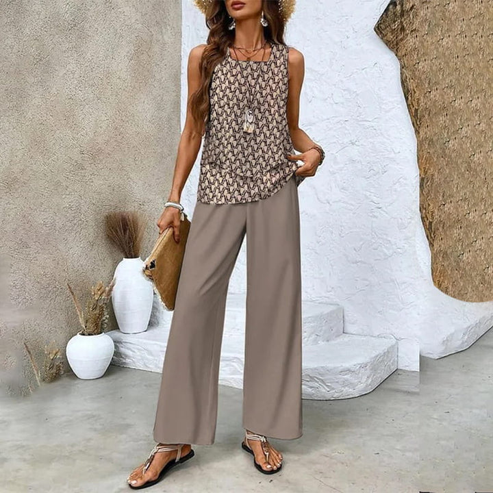 Mira | Ensemble deux pièces : top sans manches et pantalon à jambes larges