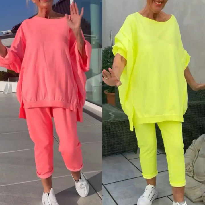 Teresa | Ensemble deux pièces top femme à col rond et pantalon