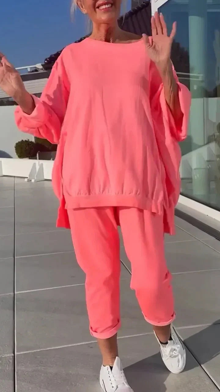 Teresa | Ensemble deux pièces top femme à col rond et pantalon